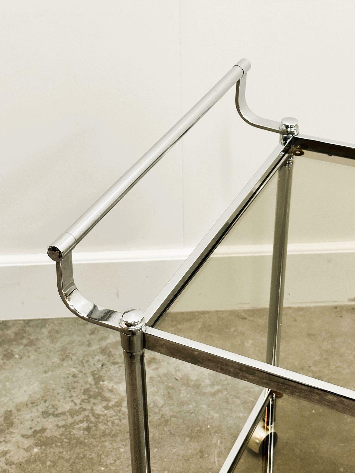 Vintage Chrome Drink Trolley   Bar Cart With Smoked Glass, 1980s photo vinterior