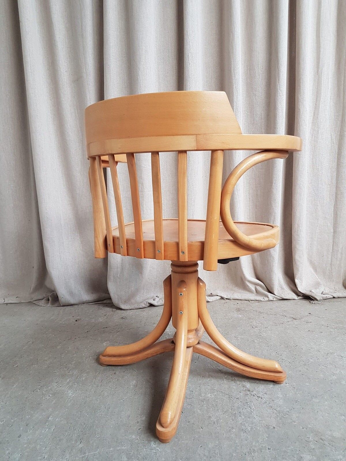 Vtg Early Mid Century Side Occasional Desk Swivel Chair Danish Scandi Retro R619 photo vintage