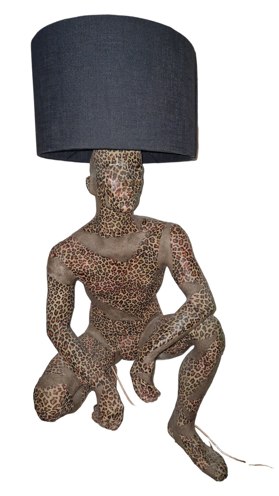 Jorge, By Dolly Fixtures. Vintage Mannequin Lamp In Superhero Pose, Clad In Animal Print. photo furniture