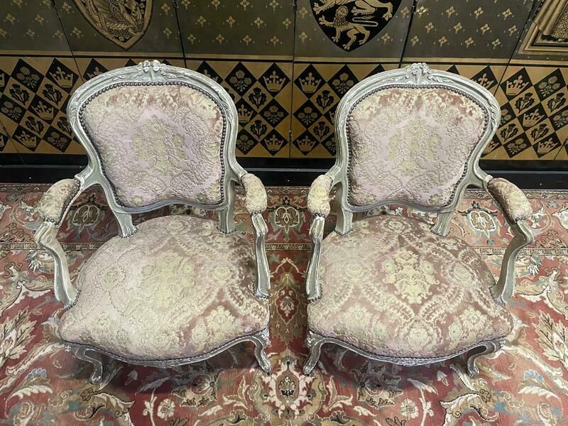 Paire De Fauteuils Cabriolets Velours De Gêne De Style Louis XV photo furniture
