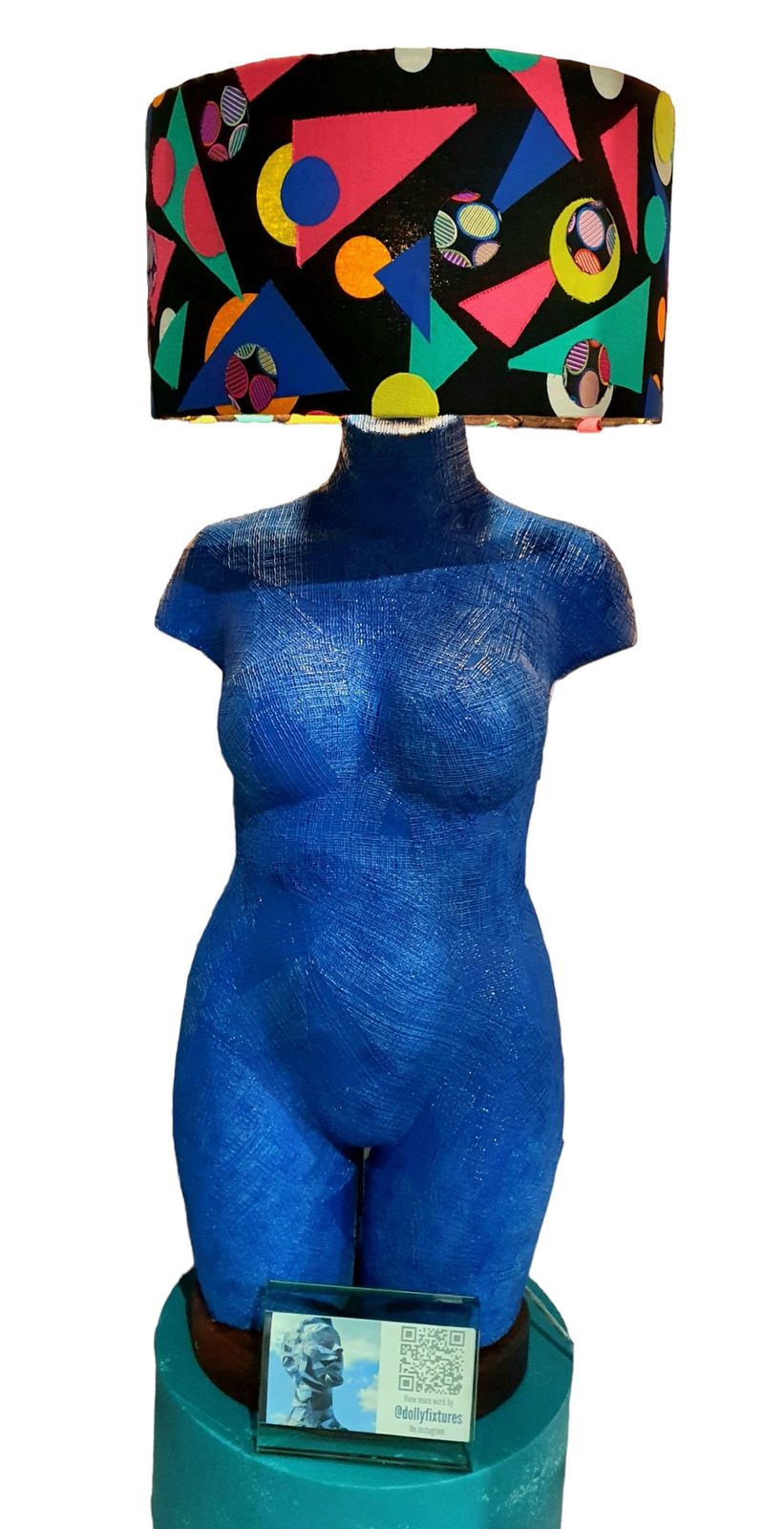Tj, By Dolly Fixtures. Quirky, Vintage, One Of A Kind Mannequin  Lamp. Clad In Reflex Blue