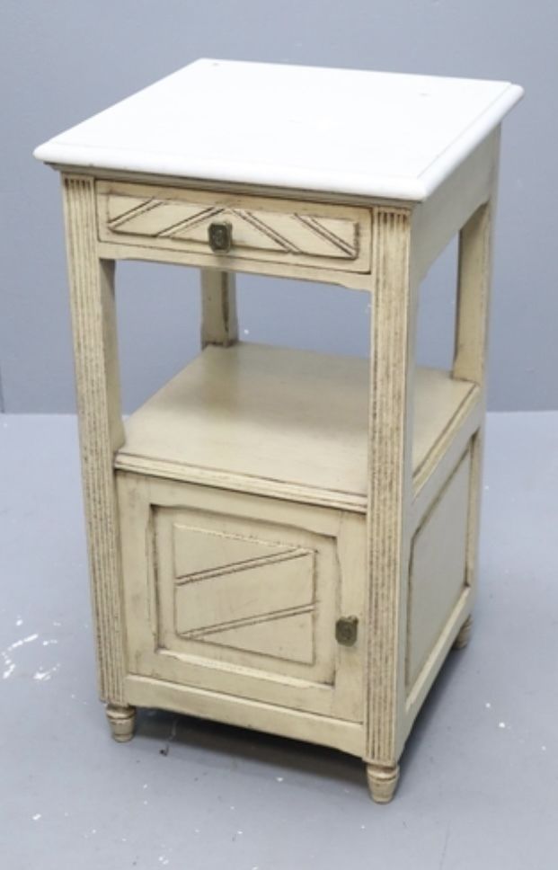 Art Nouveau French Marble Top Bedside Table