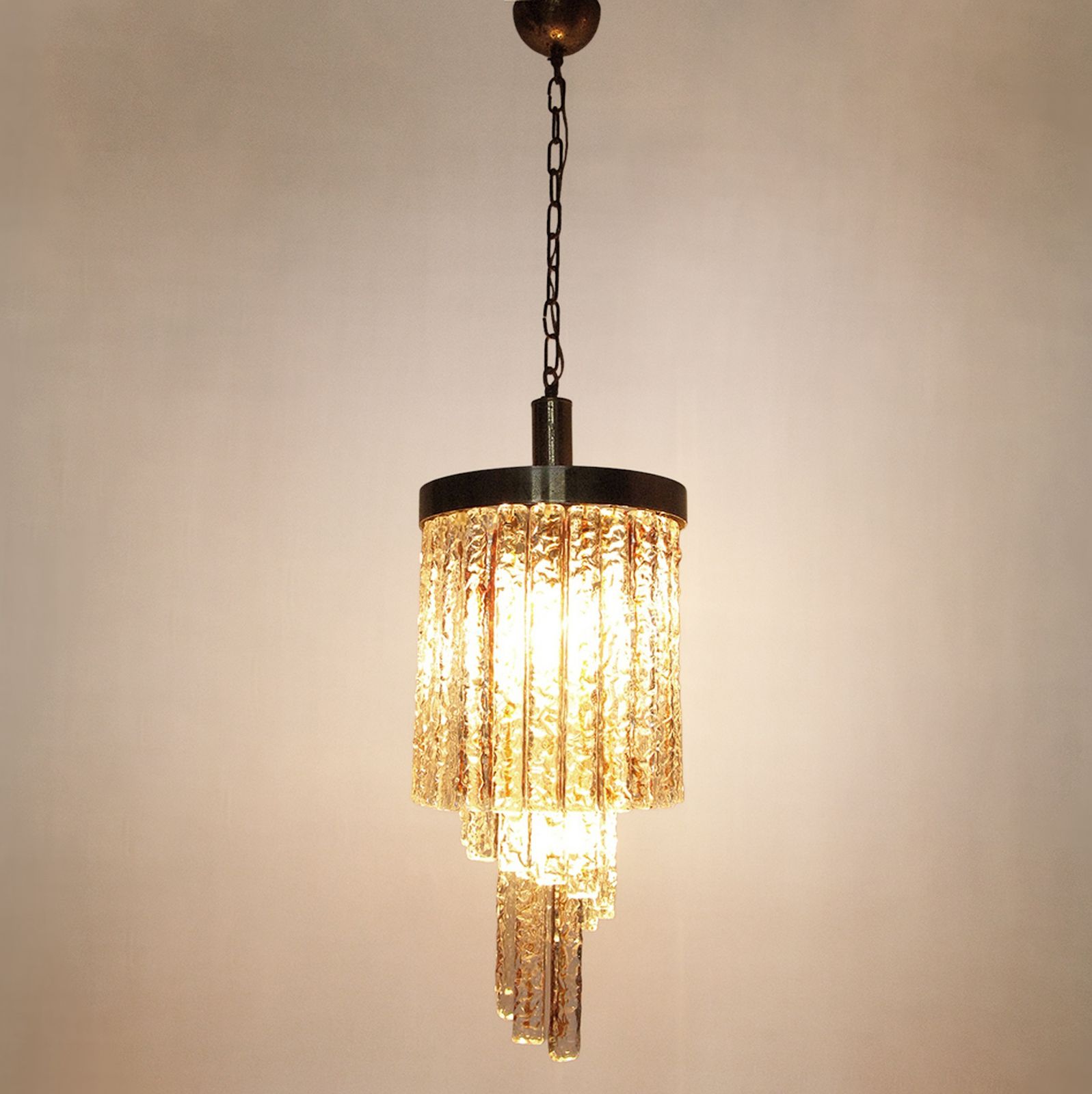 1950s Italian Spiral Chandelier In Murano Glass By Mazzega