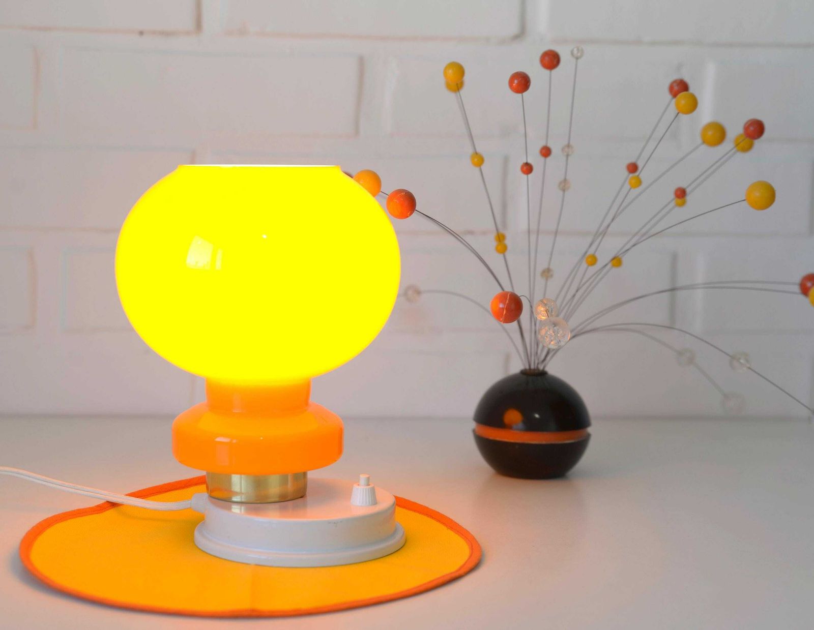 Vintage Orange Retro Lamp / Mid Century Modern / Table Light / Bedside Lamp / Lighting From 1970's / Yugoslavia / Desk Lamp / Cool Lamp /