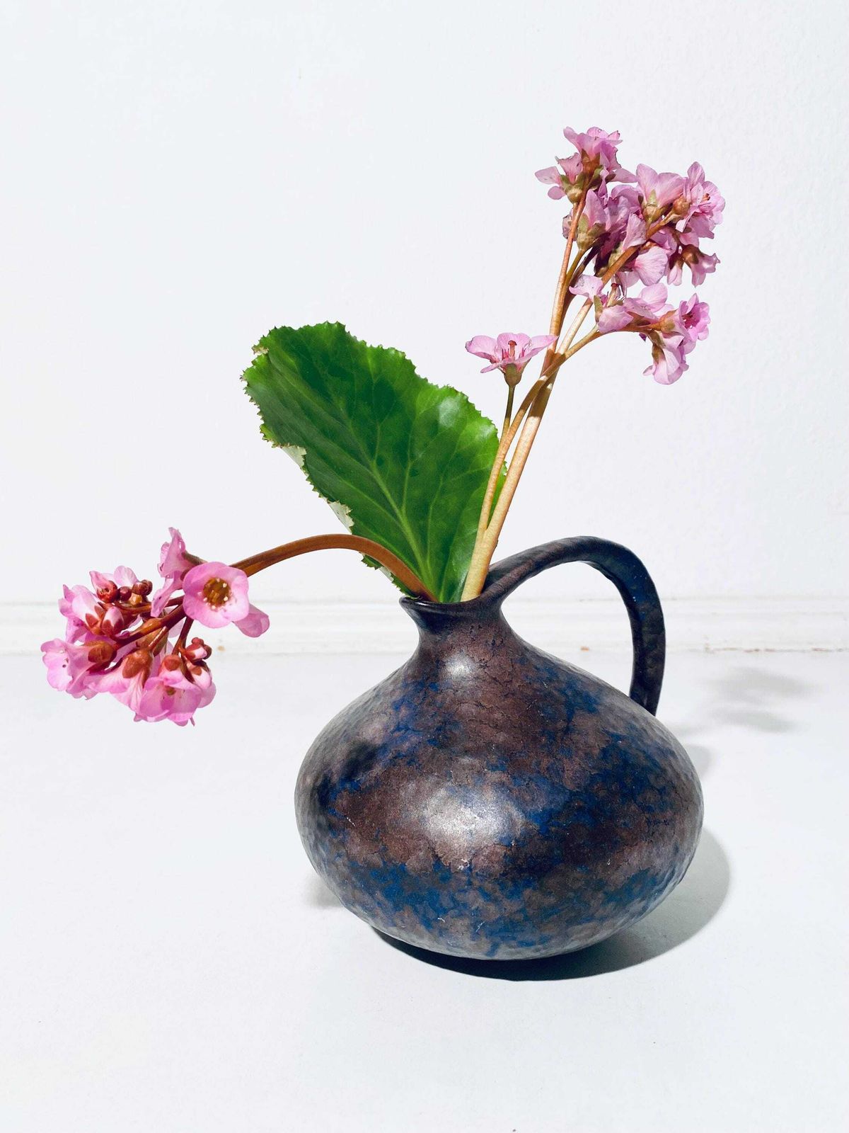Ruscha 313 Kurt Tschörner Fat Brown & Blue Ceramic Vase / 1960s Vintage Design Classic / West German Pottery photo for sale