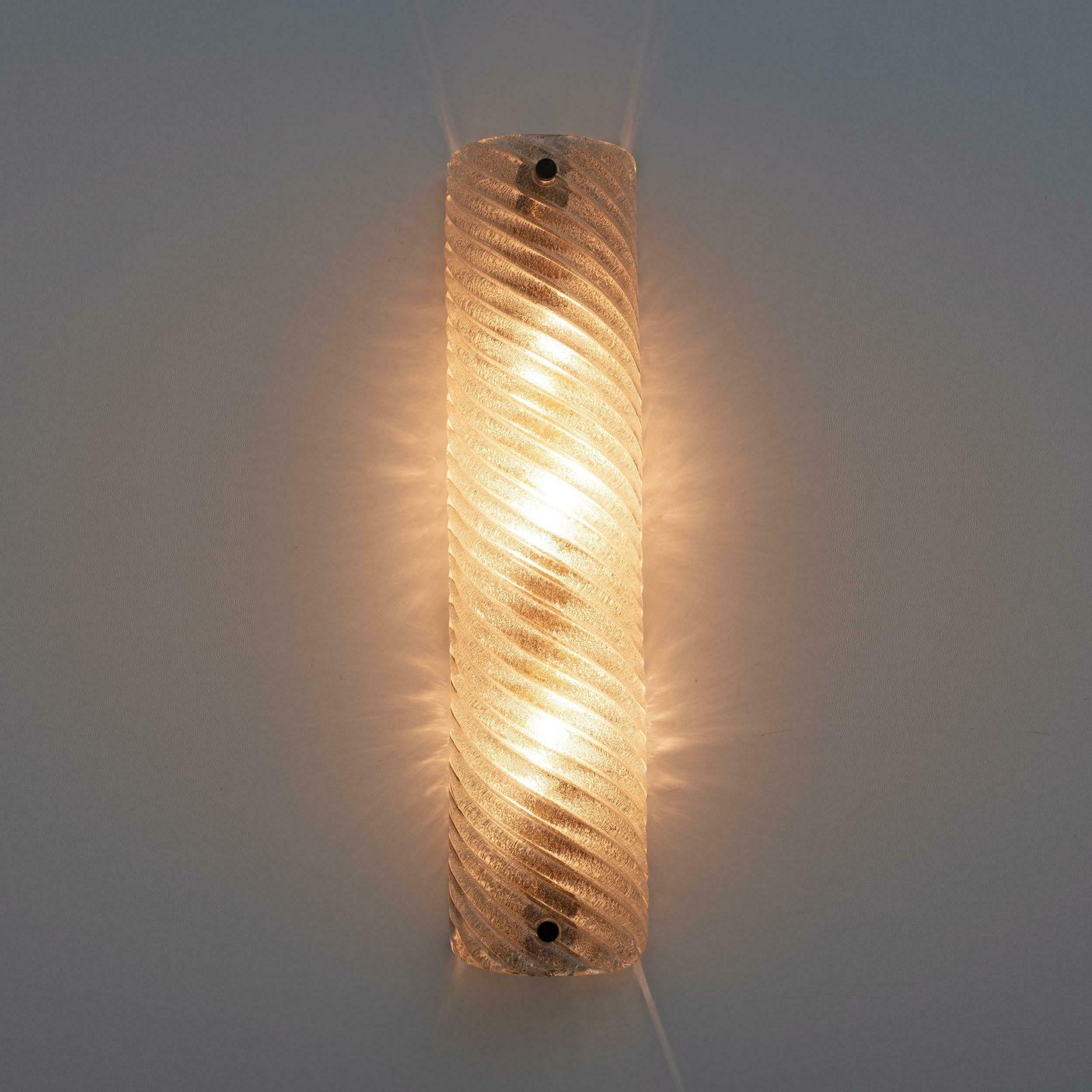 Pair Of Barovier & Toso Style Modern Murano Glass Smoked Twisted Sconces / Cm H50 photo 2036.0