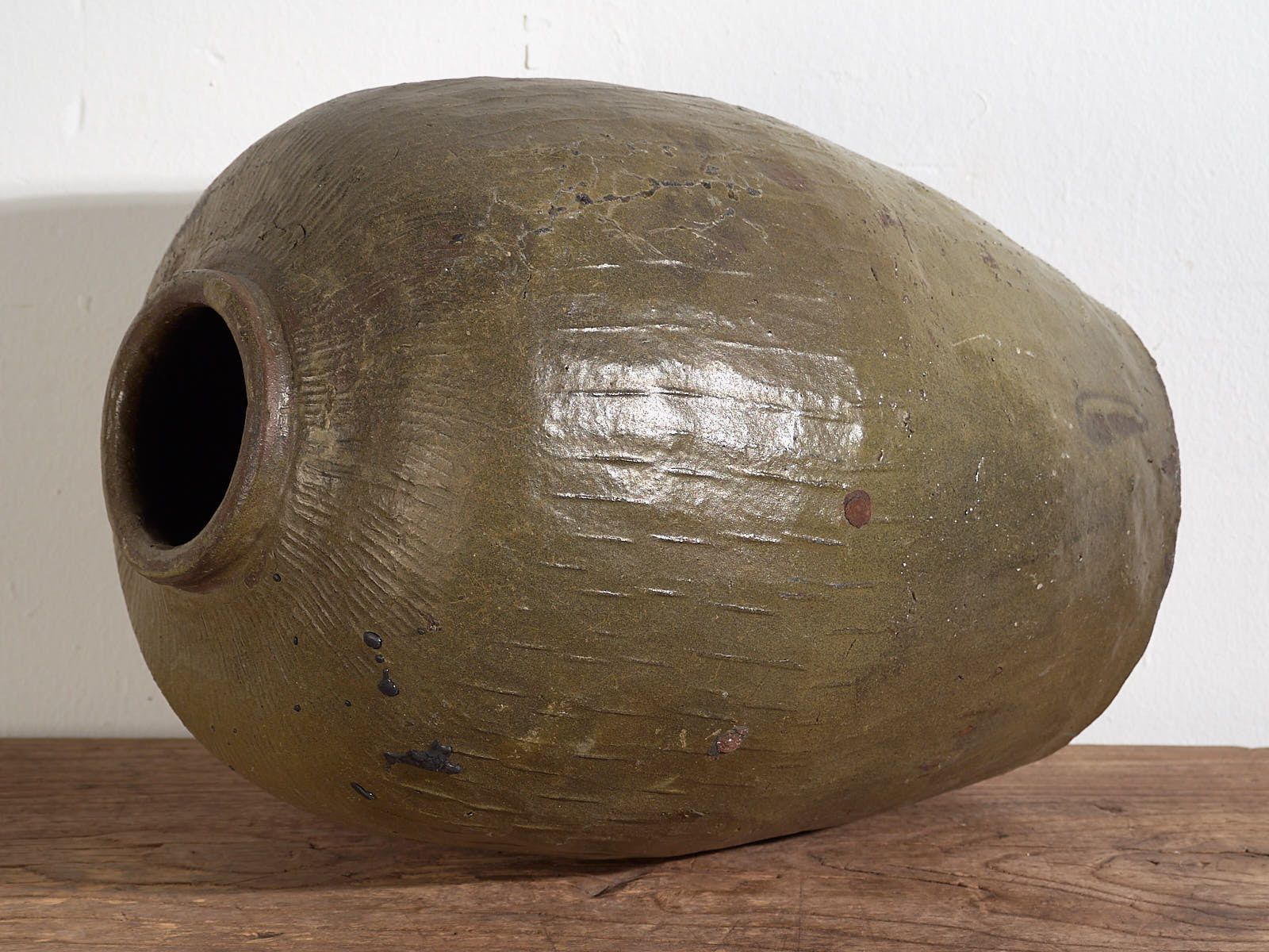 Large Antique Olive Green Vase (C.1900) #3 photo vinterior