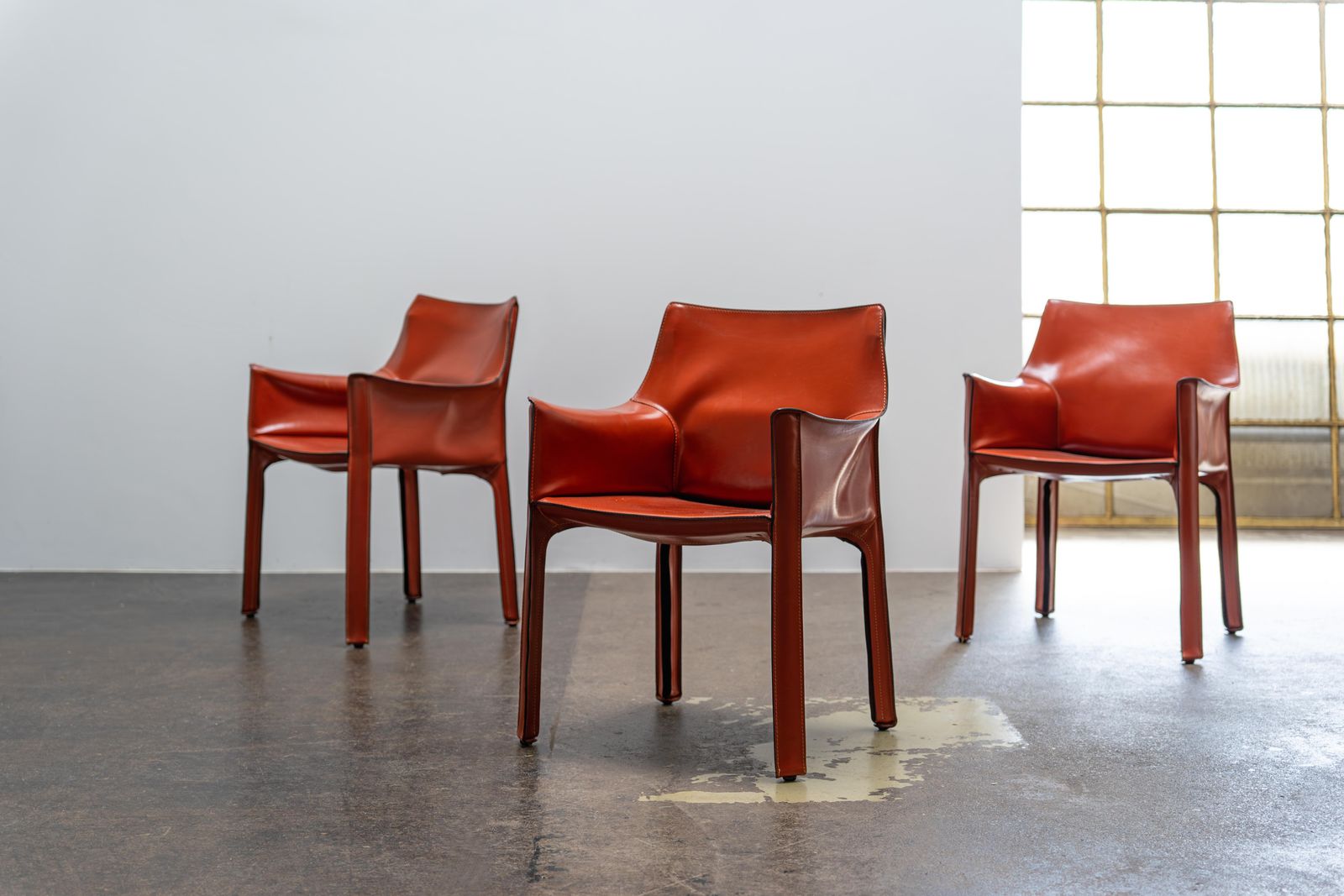 Leather "Cab" 413 Arm Chair By Mario Bellini Cassina, 1977