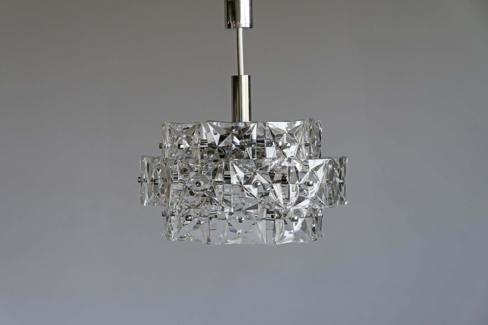 Mid Century Crystal Glass Chandelier By Kinkeldey Germany, 1960s