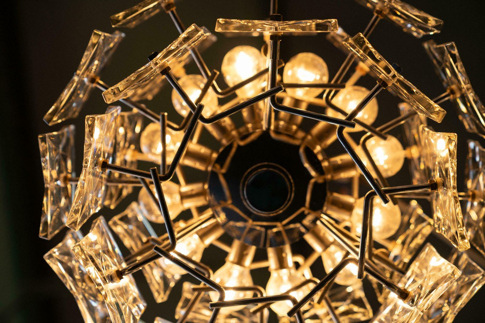 Lighting Mid Century Crystal Glass Chandelier By Kinkeldey Germany, 1960s photo