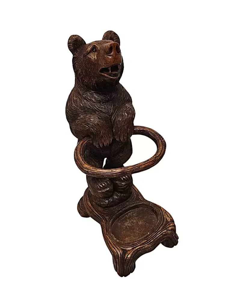 A Very Rare 19th Century Original Black Forest Bear Stick Or Umbrella Stand photo for sale