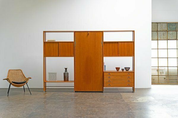 Ry 100 Shelf System With Teak Fold Out Bed By Hans J. Wegner For Ry Møbler, Denmark, 1960s photo furniture