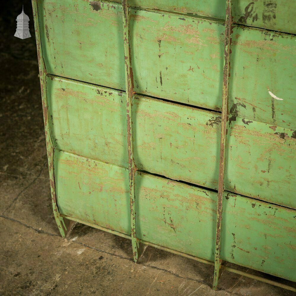 1110.0 Green Painted Steel Industrial Workshop Pigeonhole Shelf Unit photo