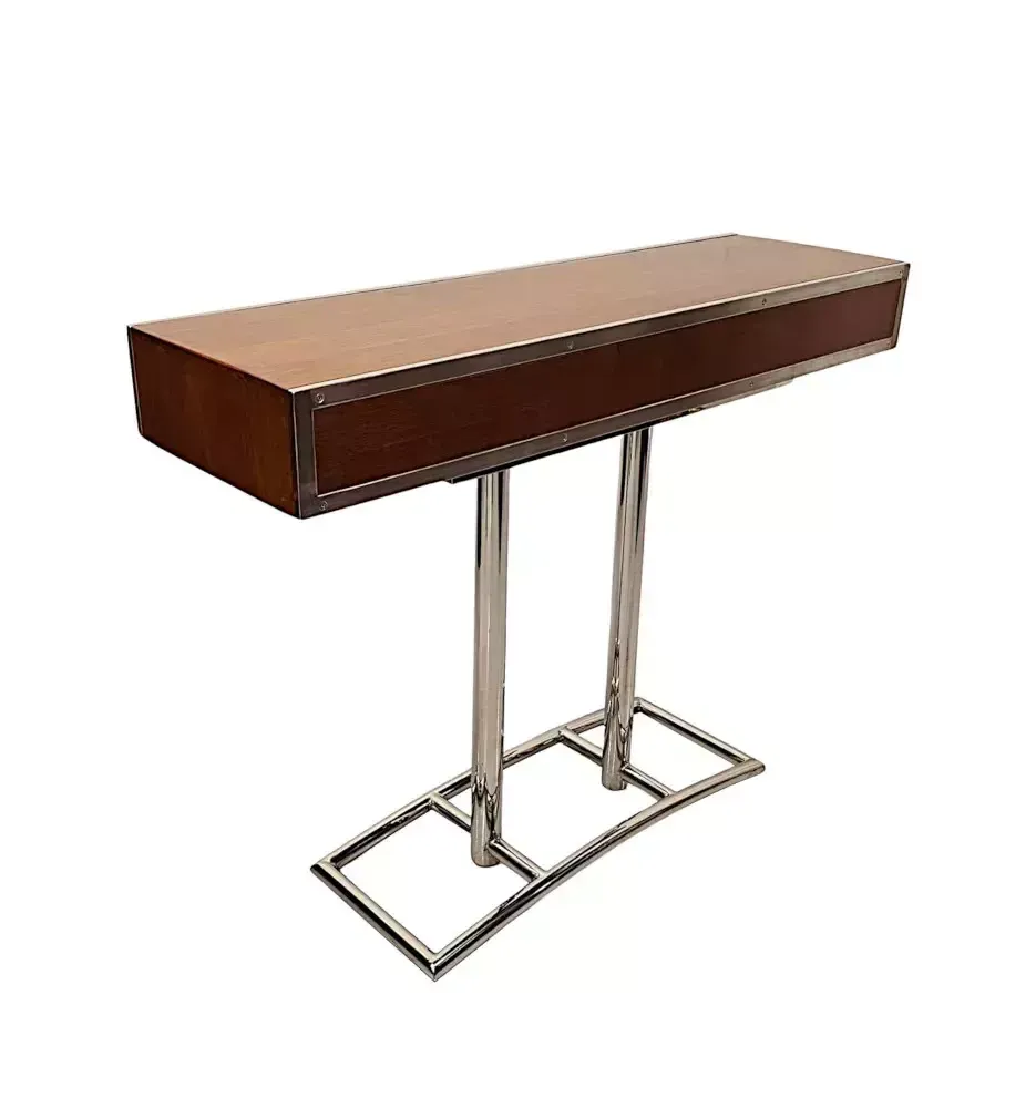 A Fabulous Hand Made Art Deco Design Walnut And Chrome Console Table photo buy