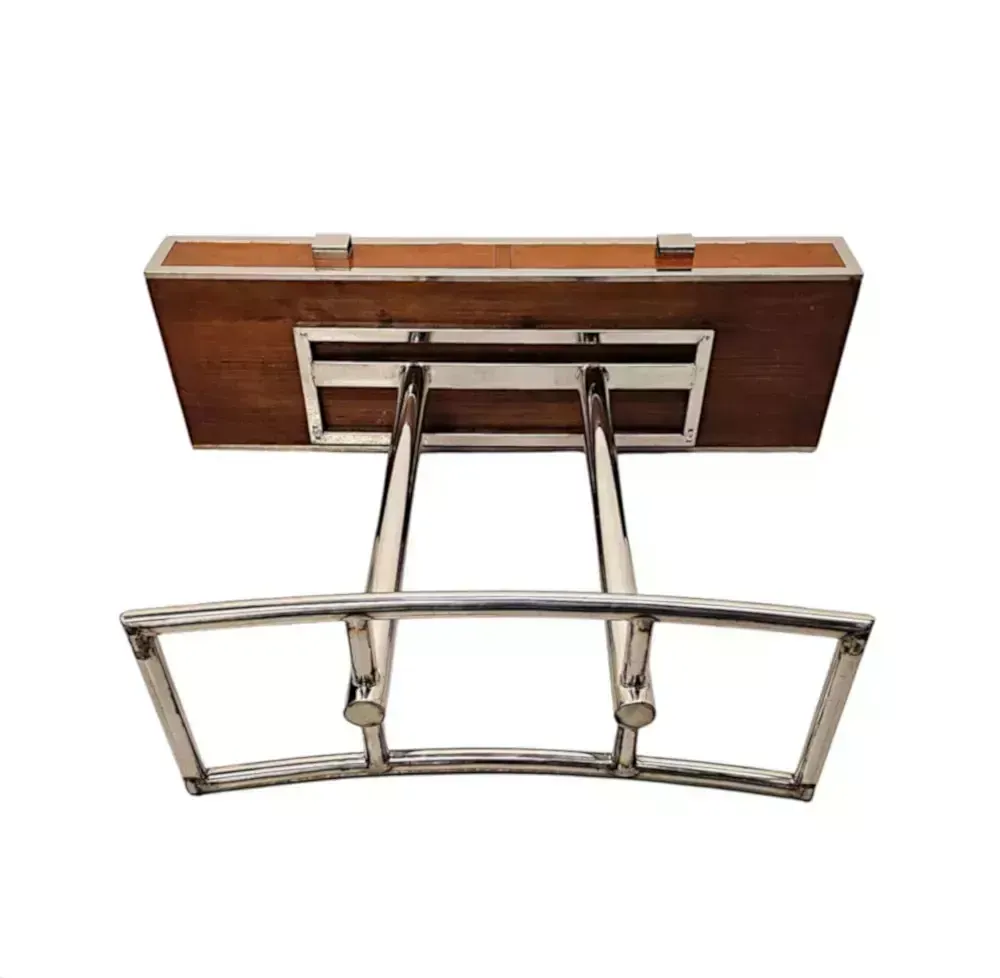 photo furniture A Fabulous Hand Made Art Deco Design Walnut And Chrome Console Table