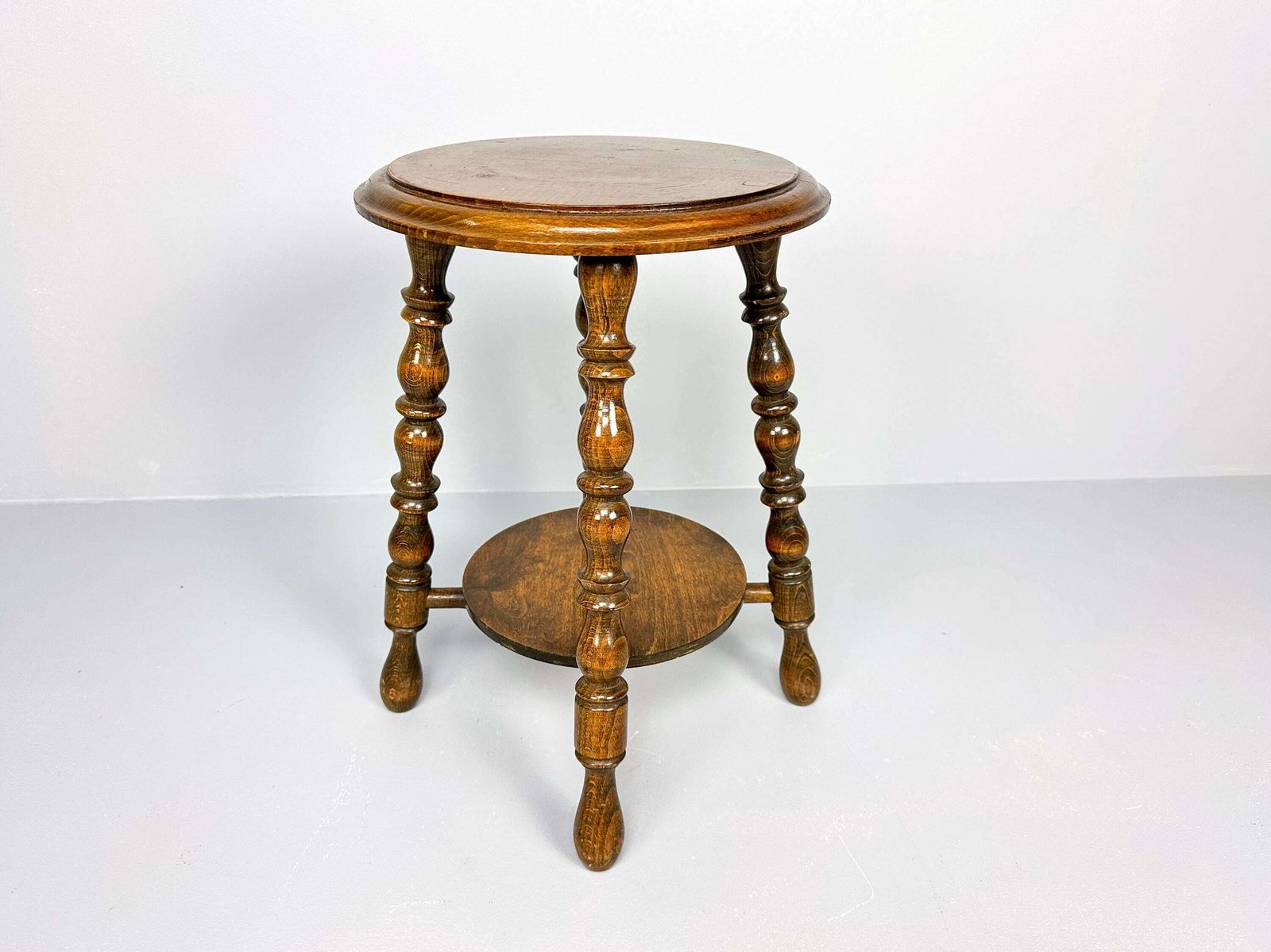 Vintage Carved Stool | Farmhouse And Cottage Decor | Display Table And Plant Stand photo vinterior