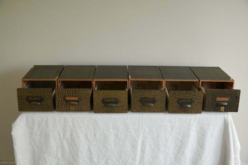 6 Vintage Canto Faux Croc Skin Index Card Filing Drawers photo 175.0