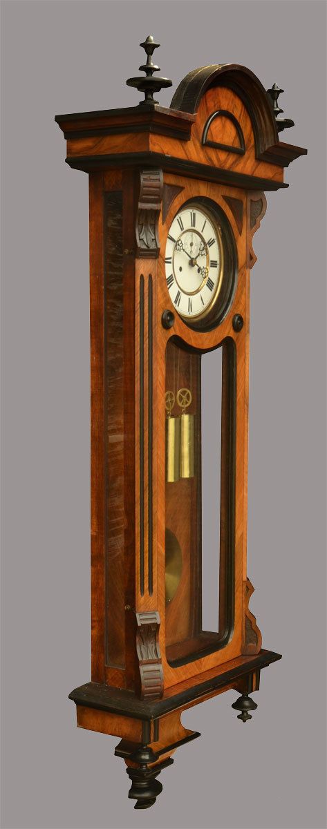 Walnut And Ebony Vienna Wall Clock Circa 1890 photo furniture