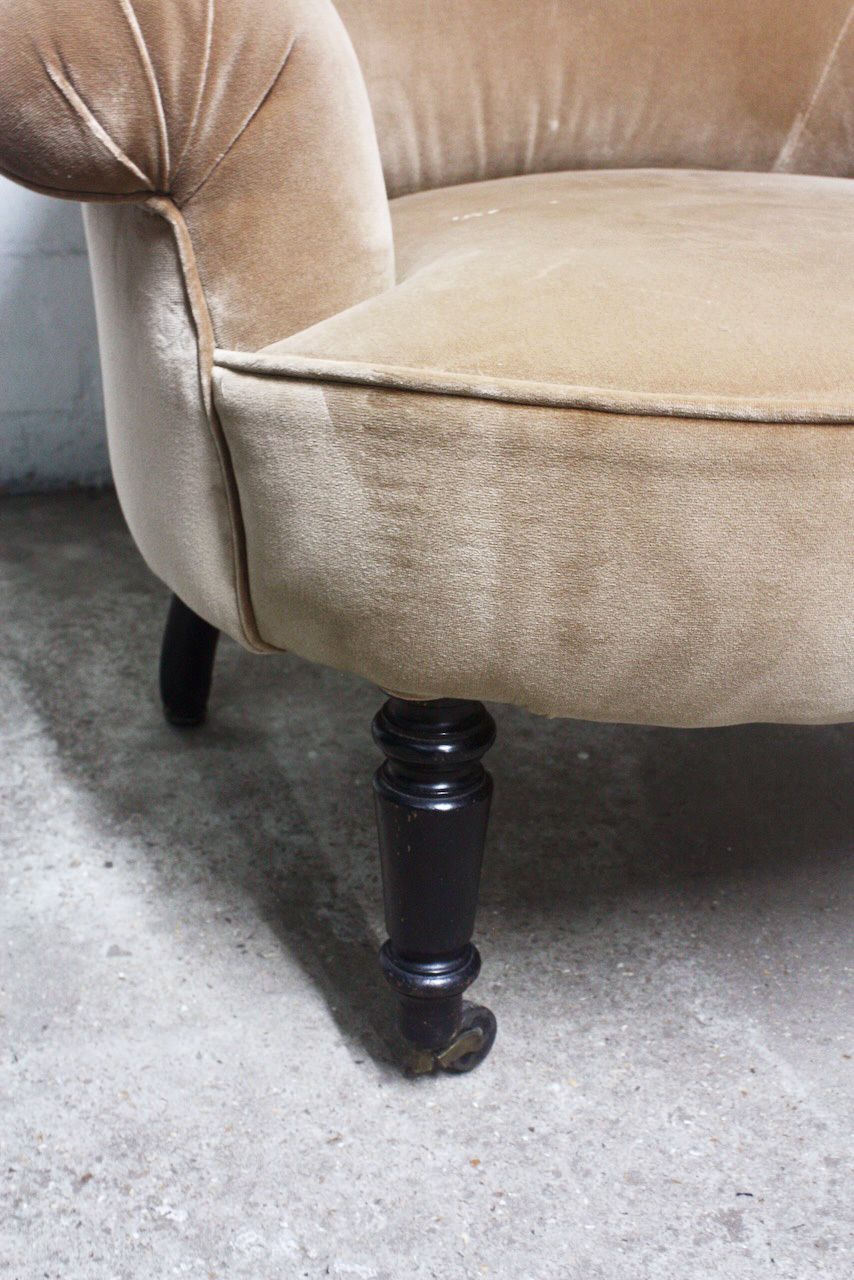 An 18th Century Napoleonic Tub Chair In Mink Coloured Velvet photo furniture