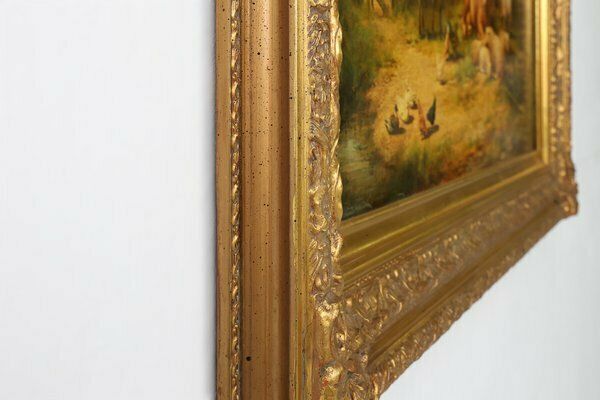 photo for sale Belgian Artist, Farm Scene, 20th Century, Large Oil On Canvas, Framed