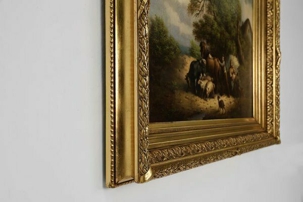 Belgian Artist, Large Baroque Scene, 1900, Oil On Canvas, Framed photo vintage
