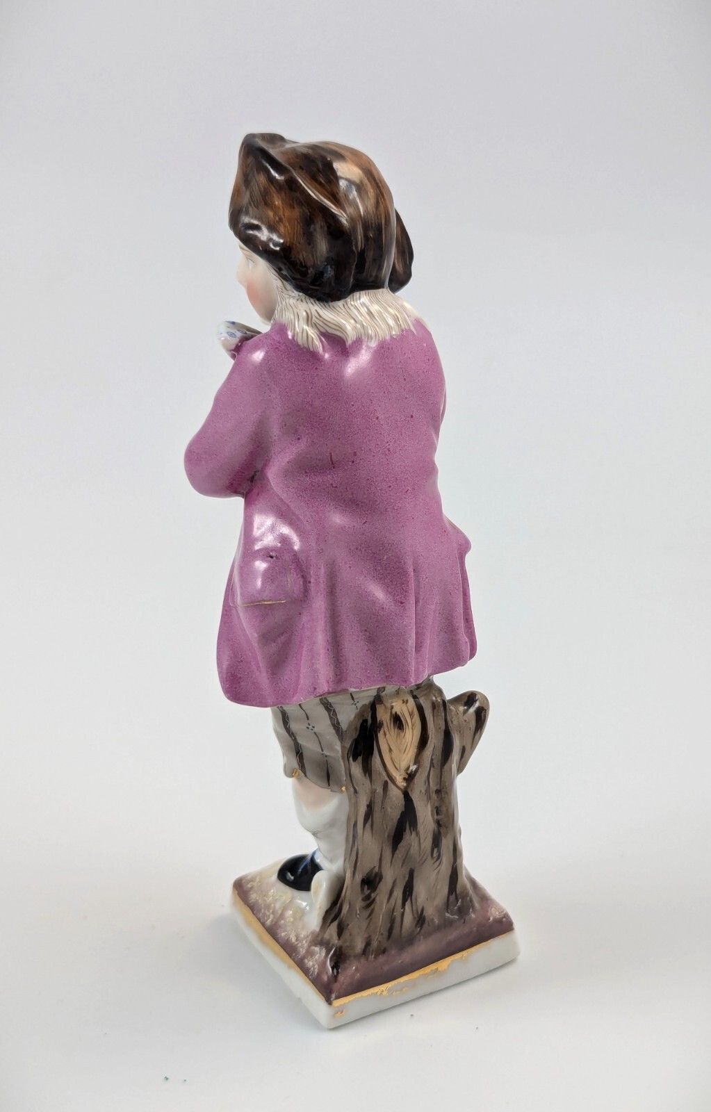 Antique Sitzendorf Porcelain Figurine Of Skater With Skate, 1885. photo for sale