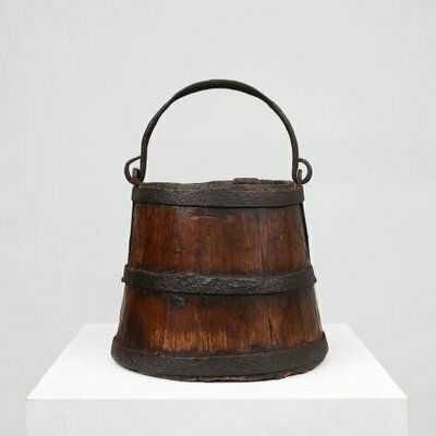 French Handmade Wooden Bucket, 15th Century