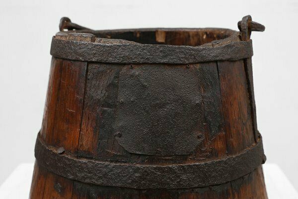 French Handmade Wooden Bucket, 15th Century photo 702.0