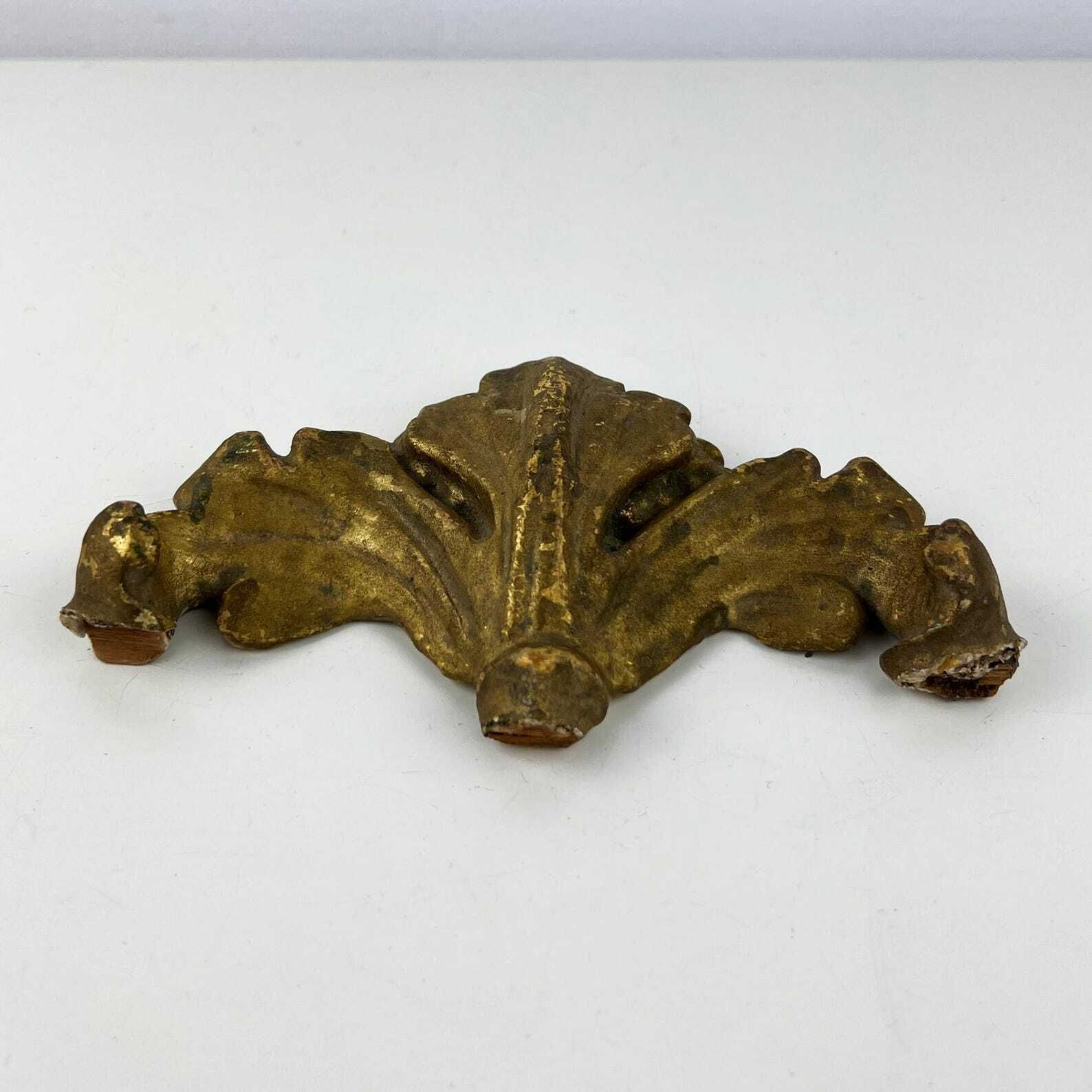 Small Antique Gilt Wood Carving Fragment, Architectural Salvage photo Home Decor