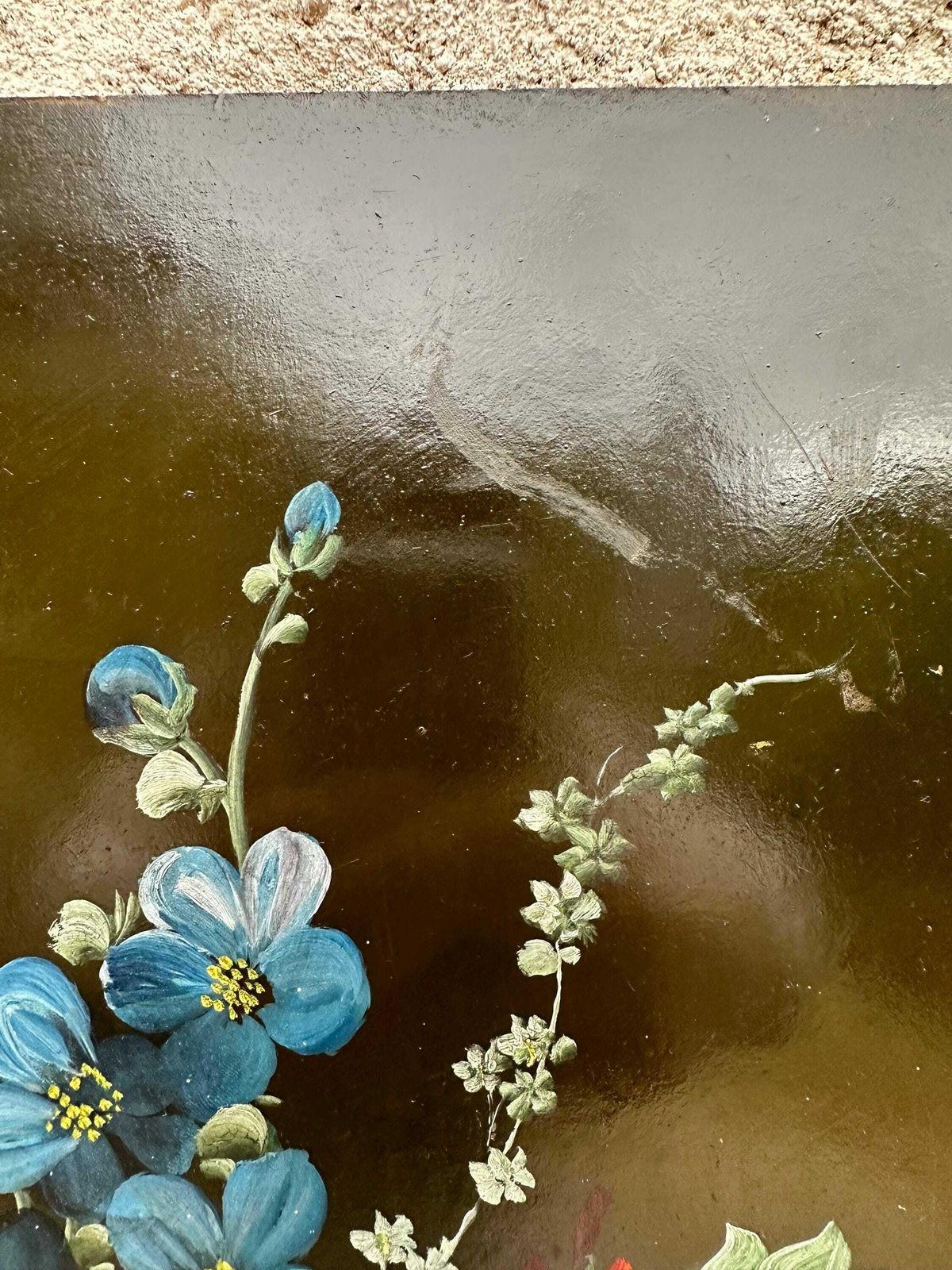 Dutch School Antique Still Life Oil Painting Flower Bouquet Black Signed Vanderman photo vintage
