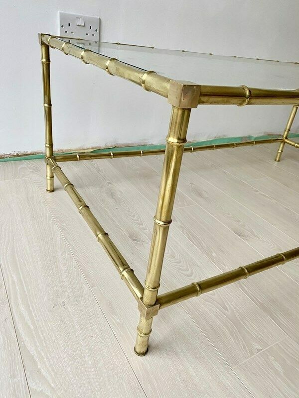 Vintage French Faux Bamboo Brass Coffee Table photo 1590.0