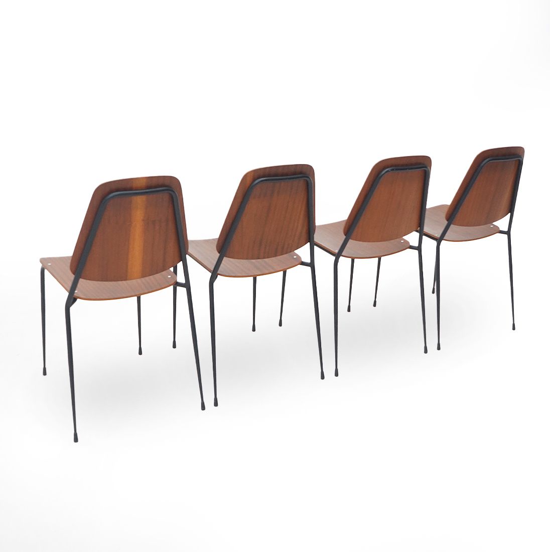 photo furniture 4 Chairs With Seat And Back In Curved Plywood, 1960s