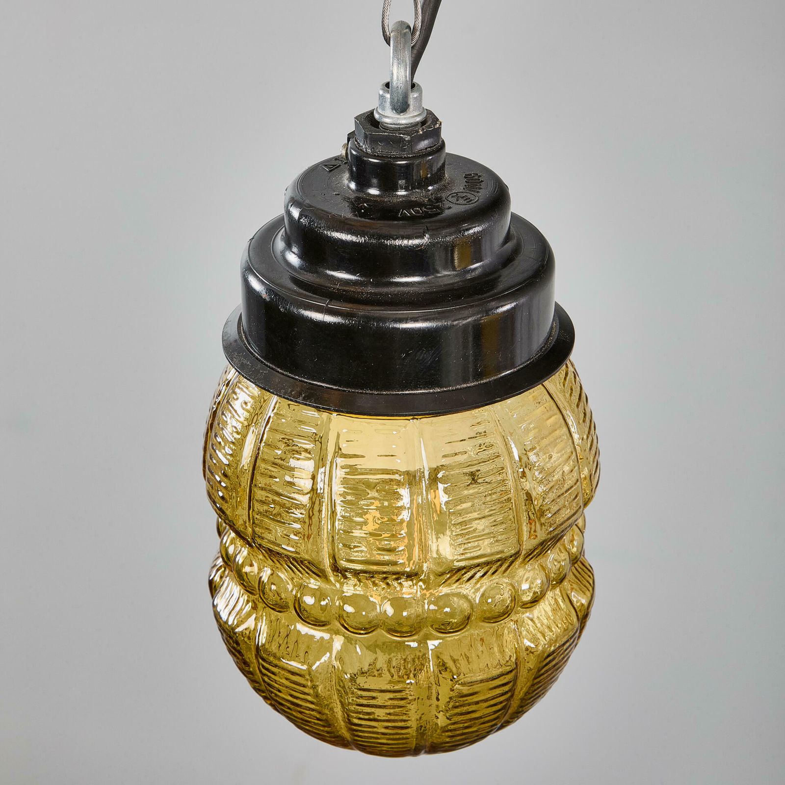 1950's New Old Stock Amber Barrel Pendant Lamps   Unique Pair photo furniture