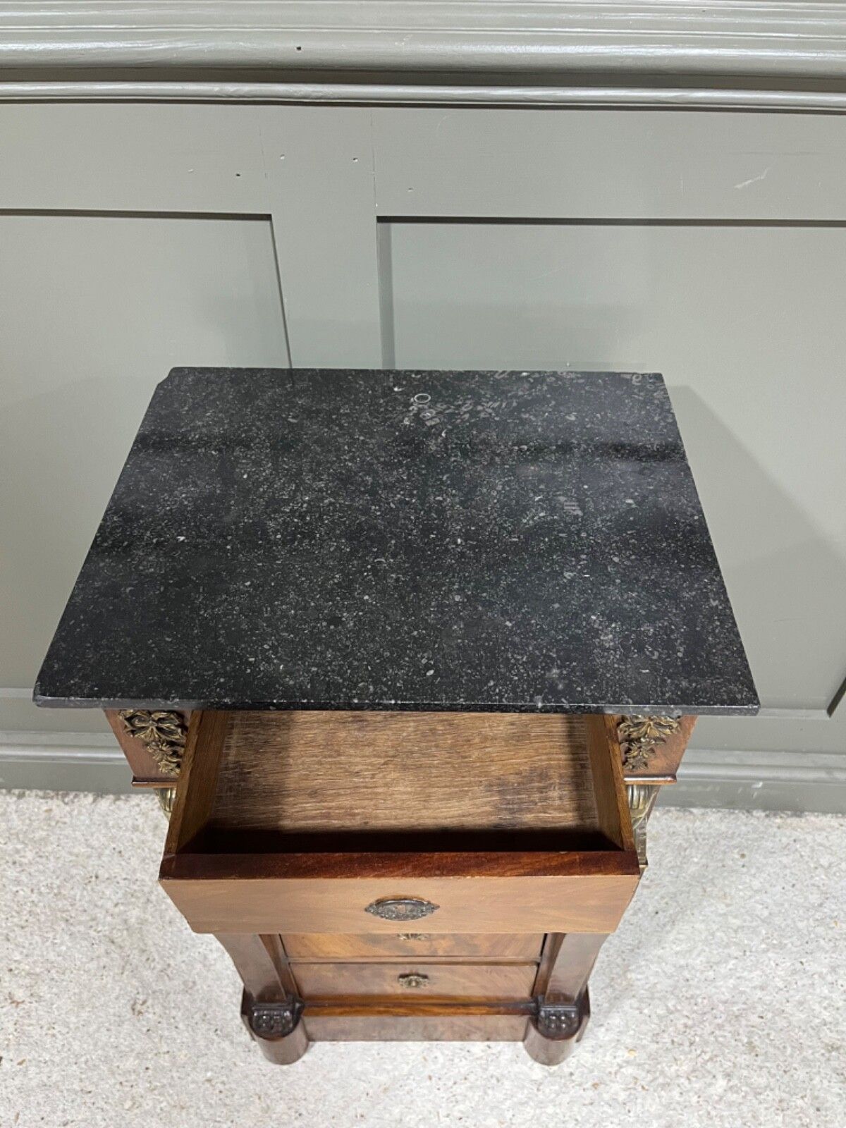 Antique Chest Of Drawers Egyptian Revival Antique Bedside Chest Marble Top photo 475.0