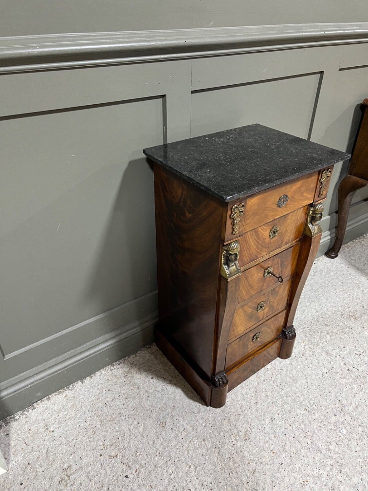 Antique Chest Of Drawers Egyptian Revival Antique Bedside Chest Marble Top photo buy