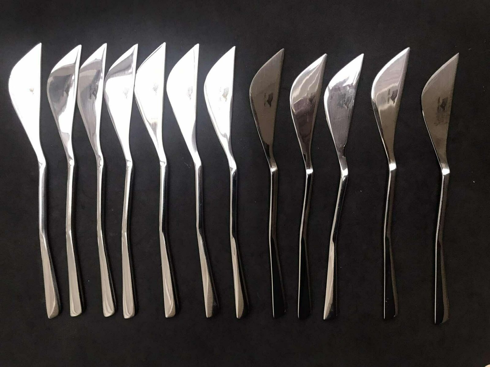 Modernist Set Flatware French Design Space Age Stainless Steel Modernist Design French Casual Lunch Gift Post Modern Vintage 12 Settings photo for sale