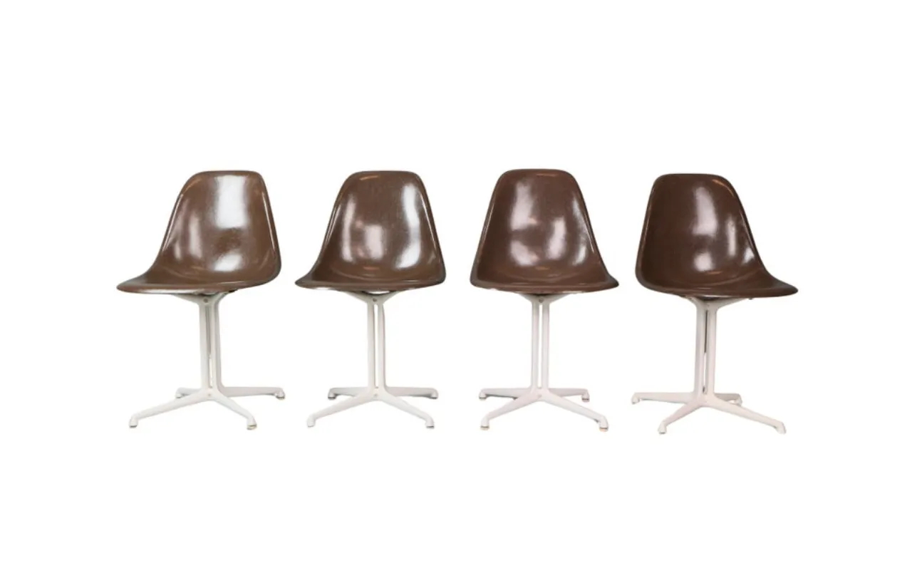 Charles & Ray Eames Set Of 4 Off Black"La Fonda" Chairs For Herman Miller, 1960