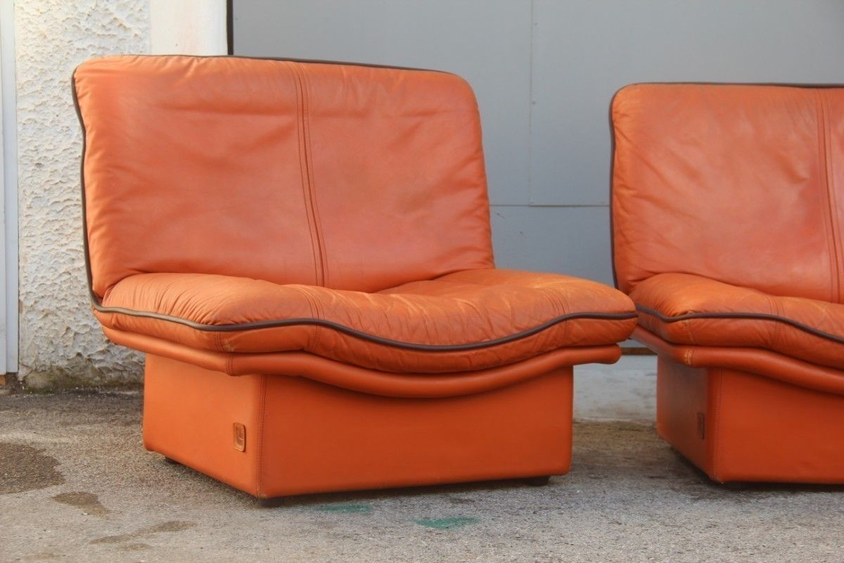 Living Room Seat Italian Design 1980s Leather Particular Form Lev&Lev Production Mod. Gabbiano photo 1800.0