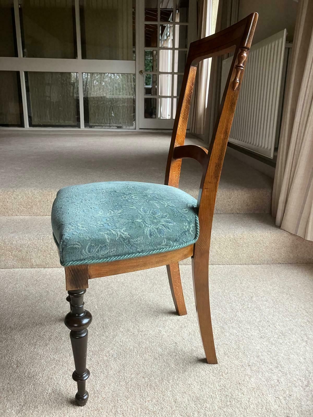 4 X Biedermeier Dining Chairs With Burl Onlay