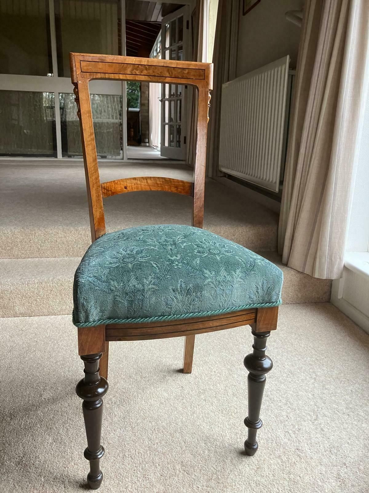 4 X Biedermeier Dining Chairs With Burl Onlay photo furniture