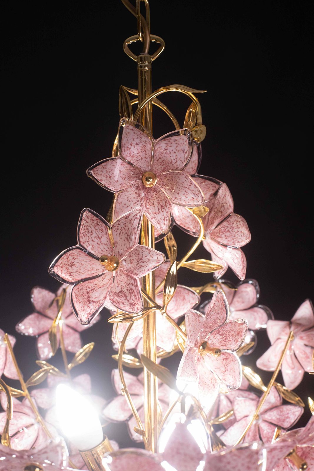 Amazing Murano Chandelier Full Of Pink Flowers, 1980s photo vinterior
