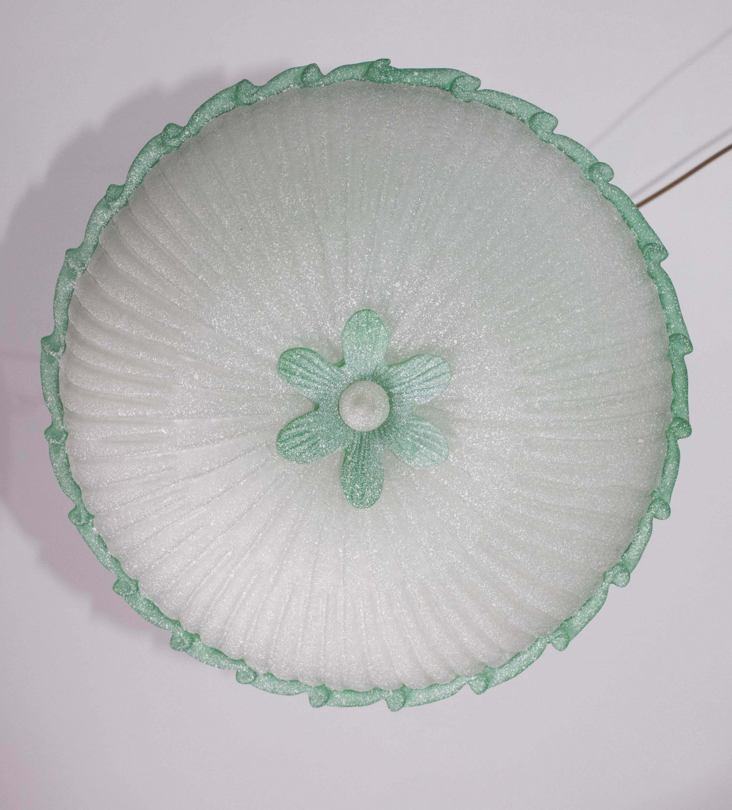 1708.0 Elegant Large Size Italian Green And Murano Glass Ceiling Flower photo