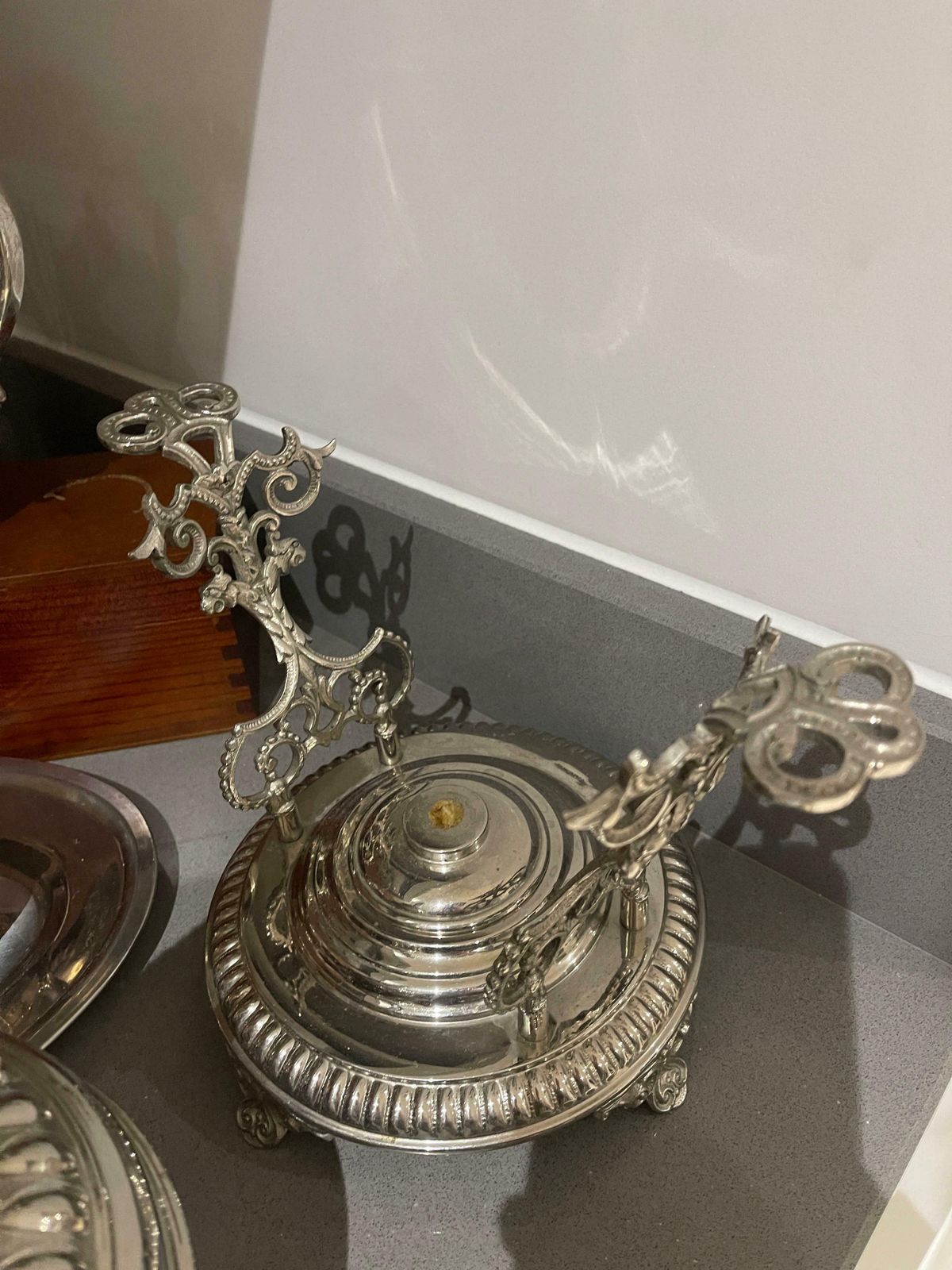 Home Decor Silver Plated Tea Set, Exclusive Antique 3 Parts Kettle Coffee Pot, Warmer Set photo