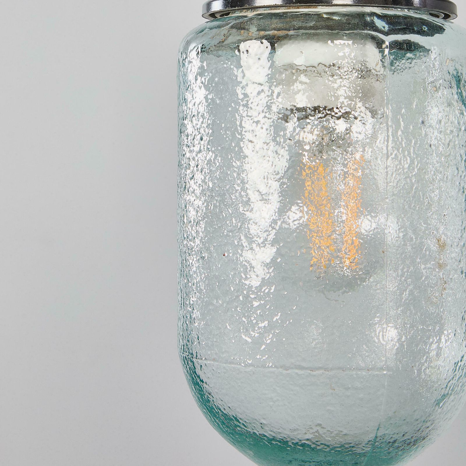 1950’s New Old Stock Clear Mottled Cylinder Pendant Lamps – Unique Pair photo for sale
