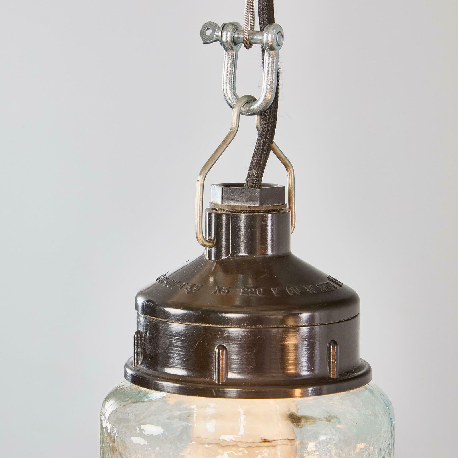 1950’s New Old Stock Clear Mottled Cylinder Pendant Lamps – Unique Pair photo Lighting