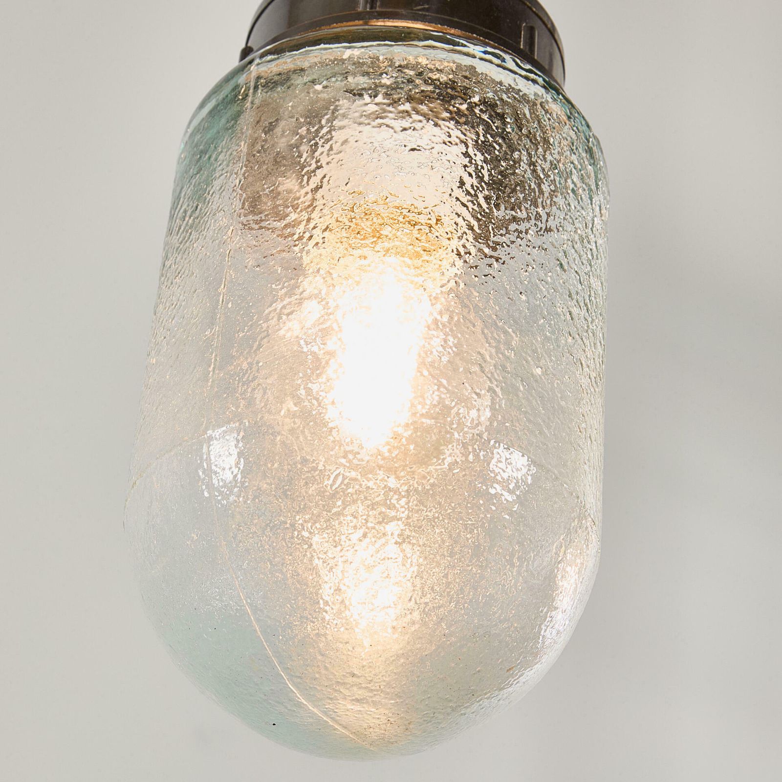1950’s New Old Stock Clear Mottled Cylinder Pendant Lamps – Unique Pair photo vintage