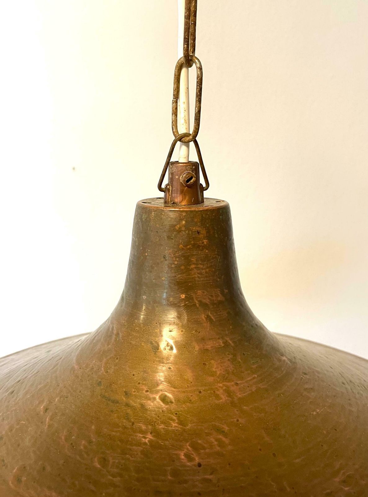 Amazing Mid Century Modern Vintage Large Patinated Copper Ceiling Lamp With Chain Suspension And Beautiful Glow   Design By Lyskær Belysningamazing Mi photo buy