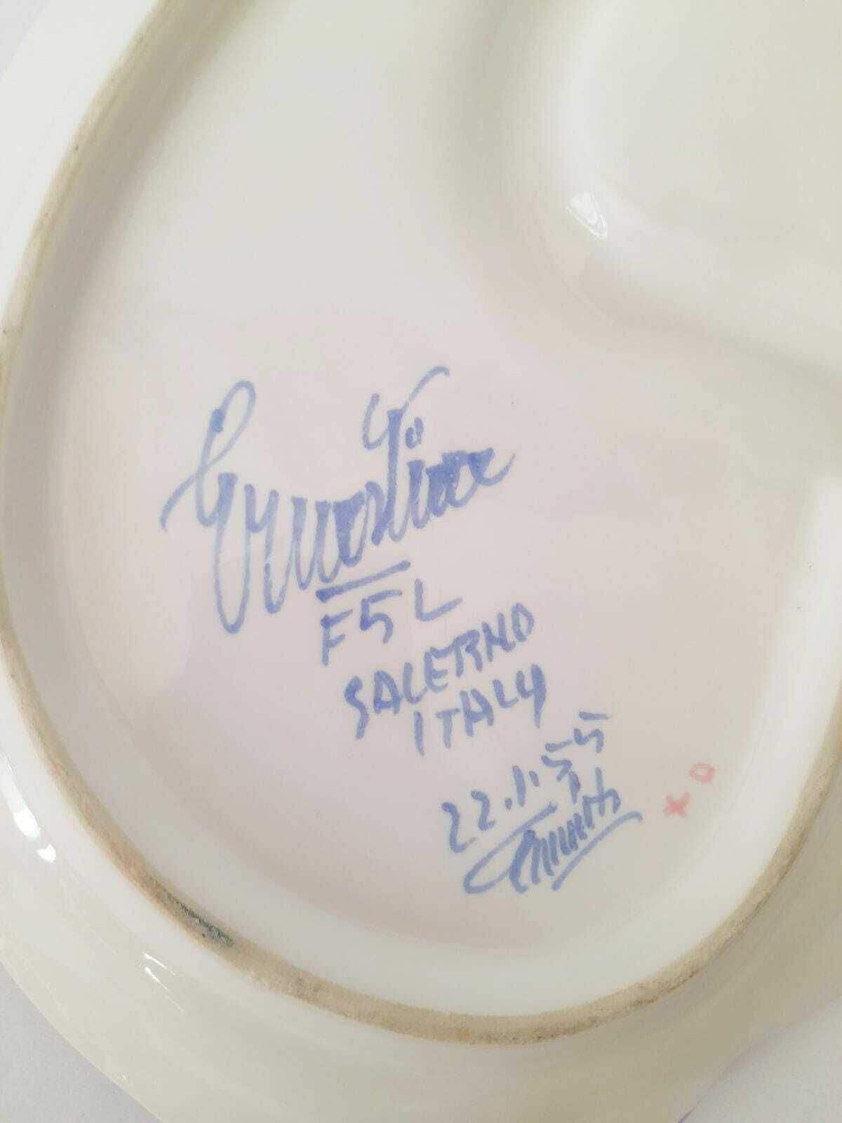 Large Ceramic Tray Plate Ernestine Salerno Manufacture Purple Leaves Midcentury 50s photo vintage