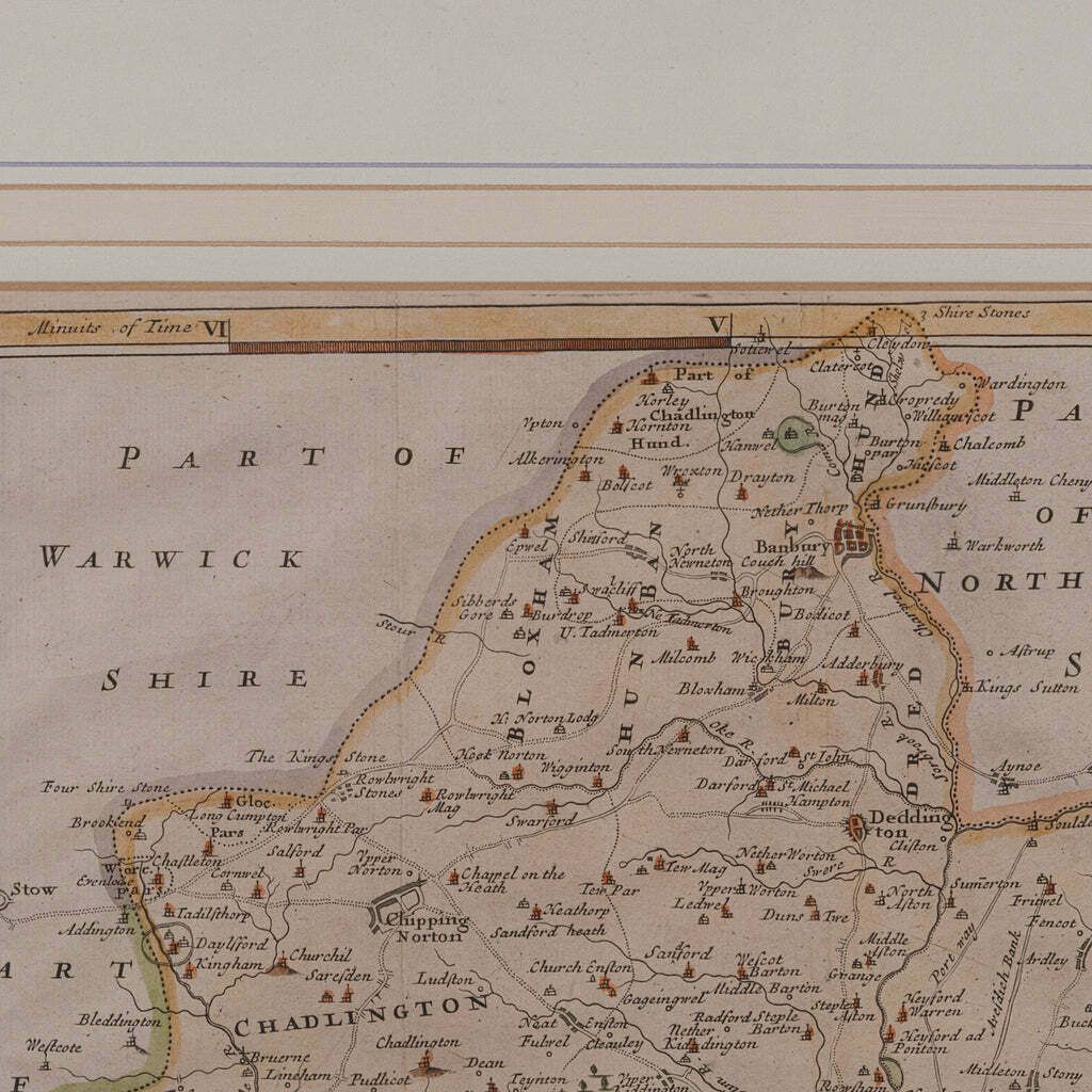 Antique Lithography Map, Oxfordshire, English, Framed Cartography, Robert Morden photo buy