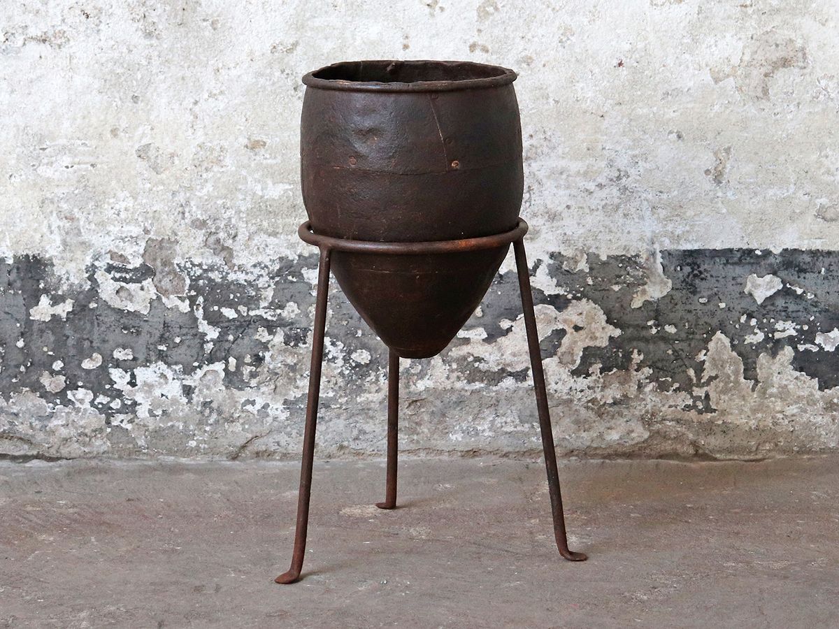 Vintage Metal Planter Small, Mid 20th Century photo furniture